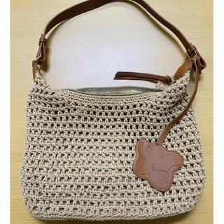 韓國復古時尚手工編織包 單肩側背2用包 大容量草編包 沙灘包