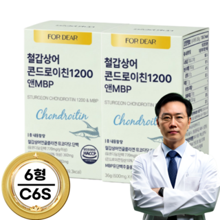 철갑상어 콘드로이친 1200 6형 식약청 인증 c6s 저분자 MBP 포디어, 2개, 60정