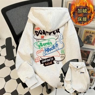 趣味滑板印花帽T 日系秋冬美式復古寬鬆大學T 長袖上衣