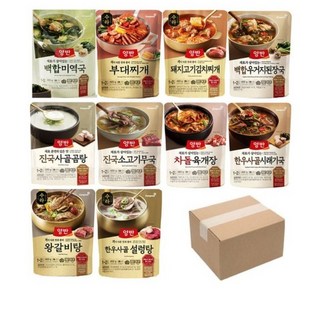 양반 즉석국 찌개 10종(수라 갈비탕+설렁탕+부대찌개+김치찌개+양반미역국+된장국+소고기무국+시래기국+차돌육개장+사골곰탕), 460g, 1세트