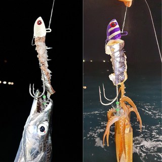 엑스코어 드라드 텐야 2P (퍼플제브라+글로우) 갈치텐야 오징어훅 지그헤드 생미끼 더블훅 오징어바늘, 1세트, 2개입