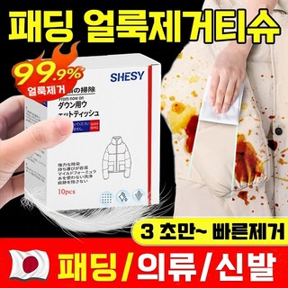 일본 1/1+1 휴대용 개별포장 패딩 얼룩제거티슈 강력 패딩 클렌징 티슈 물티슈 의류 신발 얼룩 제거 화장품 지우는 물티슈 김치국물 기름얼룩 커피얼룩 제거 패딩 크리너, [10매] 패딩물티슈, 1개, 10매입