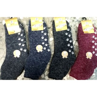 冬天保暖男女適用腳底止滑1/2毛混襪（6入一組）