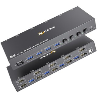 易控王 4x2 四進二出 雙螢幕DP KVM切換器 USB共享器 8K@30Hz, 1個, 40-116-05-04