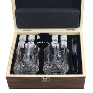 위스키 훈연 스모크 칵테일 스모커 키트 훈제 연기 불향 위스키스모커 기본 얼음 세트 + 우드 케이스 1개, 술 세트 술잔+술돌