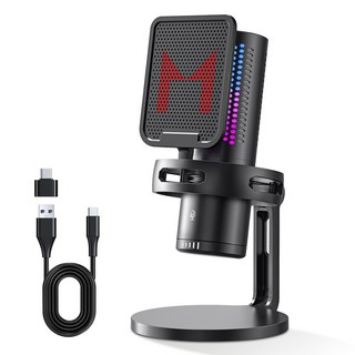Mankiw맨큐 원터치 음소거 방송용 게이밍용 콘덴서 마이크 노이즈캔슬링 녹음 지원 가능 불륨 노브 탑재 가성비 고성능 마이크, 블랙