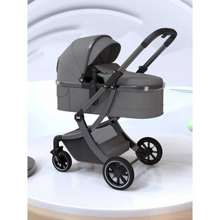 0-4세 투웨이 유모차 앉거나 누울 수 있는 간편한 충격 흡수 접이식 신생아 유모차, 그레이