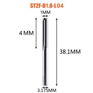 Dreanique 텅스텐 카바이드 엔드 밀 CNC 밀링 도구 조각 비트 스트레이트 슬롯 밀링 커터 3.175 4 6 8mm 생크 2 플루트 1 개, ST2F-D1.0-L04, 1개
