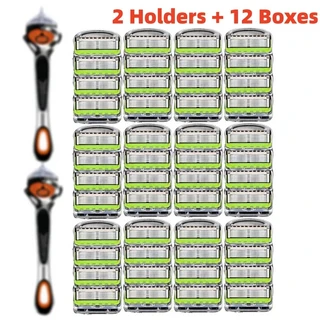 남성용 수동 5중 면도기: 도매용 안티 스크래치 얼굴, 02 2-12boxes-green