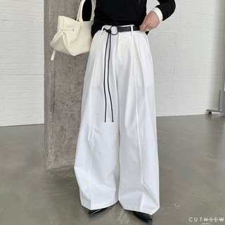 CUTNSEW 83408 立體打摺落地寬褲 高腰西裝寬褲 休閒長褲