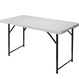 可折疊四段高度調整露營桌，寬敞桌面易攜帶，堅固耐用時尚美觀, 白色