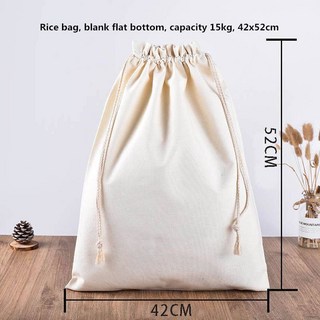톤백 소형 쓰레기 현장용 면 린넨 드로스트링 당김 스트링 자루 포장 보관 가방 씨앗 차 쌀 천 장식 3 개, 3PC-Rice bag-42X52cm
