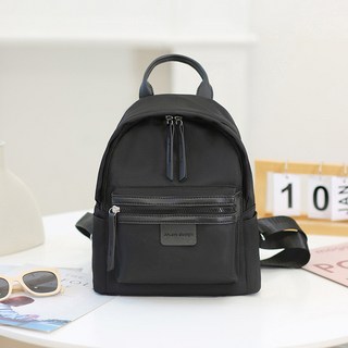 尼龍小背包簡約百搭純色雙肩包女輕便防水媽咪包大小號小學生書包, 黑色