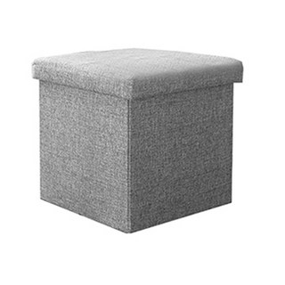 樂邦 多功能棉麻收納凳-麻棉椅凳 收納椅 收納箱 小凳子 換鞋椅 穿鞋凳 儲物凳 折疊收納椅, 深灰色/中款38*38*38, 1個