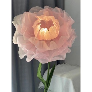 대형 자동개폐 모란꽃 모양 LED 플로어 장스탠드 침실 무드등 밝기조절 가능, 약초꽃 다크핑크 자동 켜짐 램프