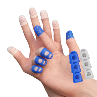 본라이프 엠보싱 사무용골무 손가락 골무 작업 손가락보호 골무 실리콘 손가락링 게이밍골무 엄지골무 중지골무 검지골무 고무골무 악기 기타연주 바느질골무 지문방지 지폐 전표 문서, 화이트, 1개