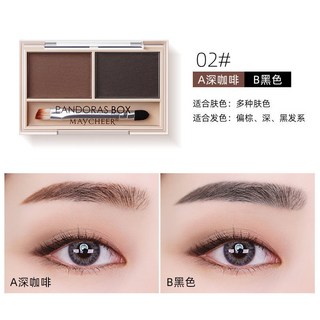 雙色眉粉 防水防汗 自然立體 持久不暈染, 1個, 02#深咖啡+黑色【升級款】