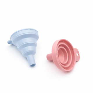 체크 주방필수템 접이식 실리콘 깔대기 1세트, 파랑,핑크 미니 중형+중형
