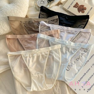 AHUA 阿華有事嗎 純色緞面蕾絲網紗透氣內褲 I0099 女生內著 輕熟女內褲 網紗透氣熱銷款, 黑色,L