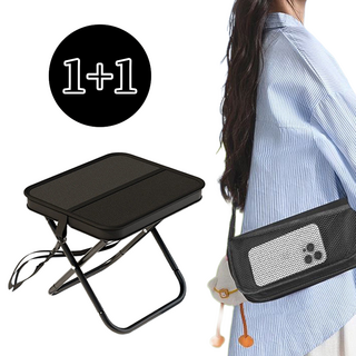 우이지아 초경량 휴대용 접이식 의자 놀이동산 웨이팅 의자 낚시 줄서기 캠핑의자, 2개, 블랙