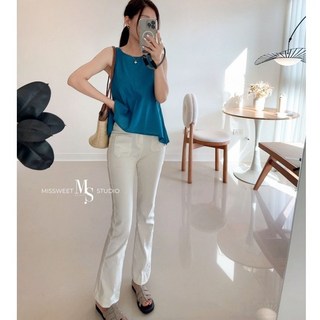missweet 闆娘實拍 夏天必備微喇叭九分高腰牛仔褲 S XL 2色