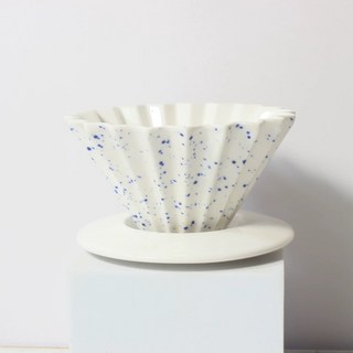 聚元堂 藍彩摺紙陶瓷濾杯 職人手沖咖啡器具 (1-2人份), 1個, 藍彩摺紙陶瓷濾杯1~2人份(含底座), 1~2人份