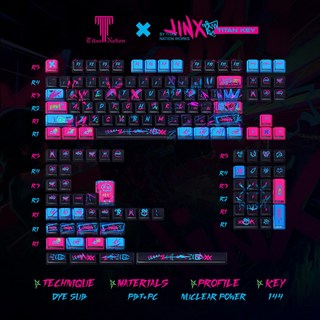 Jinx Keycaps Side Engraved Translucent Cherry Height Pbt Pc Cities War Graffiti For Aula F75, L Shape cherry