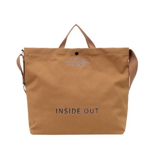 INSIDE OUT 韓版簡約帆布托特包 咖色大容量肩背手提購物袋