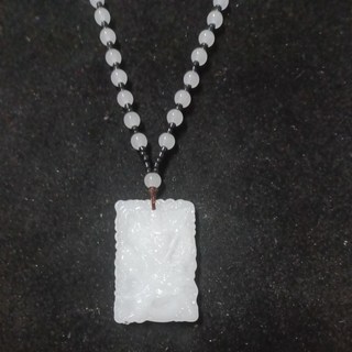 羊脂白玉關公項鍊，精雕細琢，寓意吉祥平安，男女皆宜的護身符