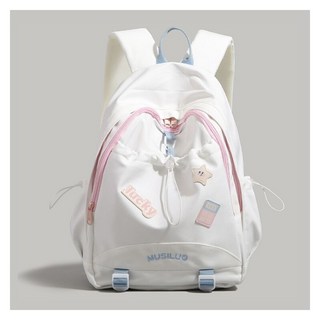 小清新撞色雙肩包 2026新款夏季大容量日系小衆初高中生書包, 黑色,無規格