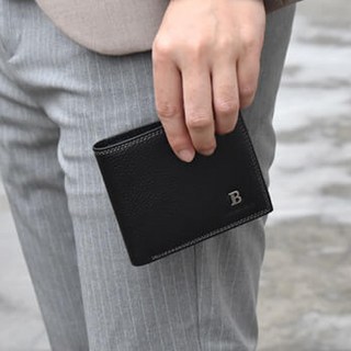 荔枝紋真皮B字LOGO短夾皮夾 NWA56