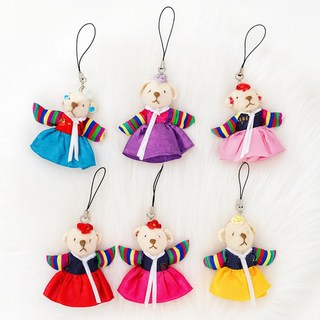 블링살롱 미니 전통키링 곰돌이 색동 한복 열쇠고리 9컬러 외국인친구선물 인형 커플 키링 외국인선물 기념품 한국 전통 선물, 1개, 보라치마 곰돌이(여)