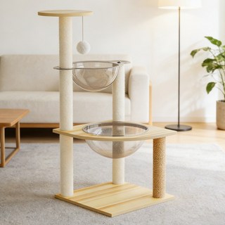 SeekFun 튼튼 원목 캣타워 캣트리 고양이 장난감 캣폴, 1개, 원목색-A