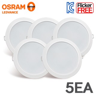 오스람 레드밴스 LED 다운라이트 6인치 12.5W 확산형 플리커프리 매입등 5개 세트, 전구색(노란빛)