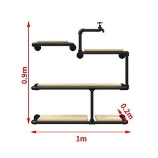인더스트리얼 스타일 장식 빈티지 브래킷 수도관 원목 책장 파티션 수납 선반 빈티지 디스플레이, 10 7