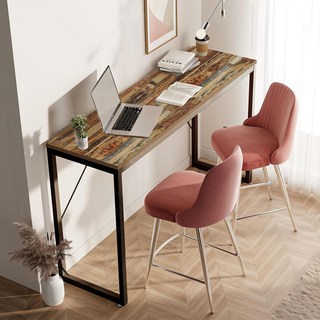 家具感覺 溝槽吧台桌 1200, 復古棕黑色