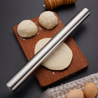 쿠코아 스테인리스 스틸 빈속 롤링 핀 대형 반죽 밀대 제빵 제과 피자 파이 쿠키 만두 누들 베이킹 도우 롤러, 1개
