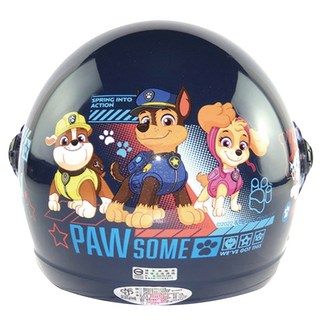汪汪隊 附鏡片 復古兒童安全帽 半罩機車安全帽, 藏青