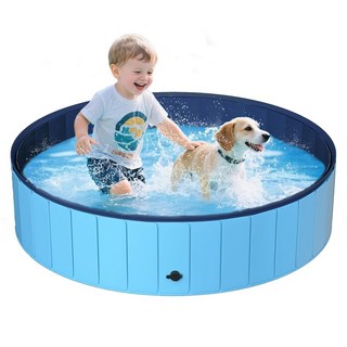 대형견을 위한 UCCY 접이식 반려견 수영장 하드 플라스틱 키디 미끄럼 방지 휴대용 욕조 다용도 밀대 박스 볼 피트 야외 뒷마당 오리 연못 블루 XL-63"x12", Blue, L - 48"x12", With Sprinkler, 1개