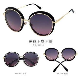 菱格紋時尚圓框偏光墨鏡 防眩光 抗紫外線UV400