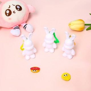 手繪流體熊DIY材料包 暴力熊公仔鑰匙圈 塗鴉彩繪娃娃玩具 幼兒園分享禮 BSMI認證, 小兔子（尺寸略大於熊熊款）, 1個