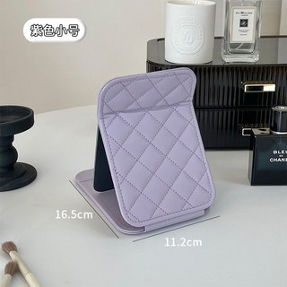 高顏值桌面小鏡子便攜折疊化妝鏡辦公室學生宿舍隨身鏡臺式梳妝鏡, 1個, 小號-紫色