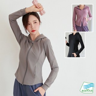 【BODYAIR】雙開拉鍊小收腰連帽外套 (瑜珈.運動.慢跑.透氣.舞蹈.運動外套)