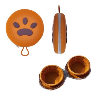 페랭게티 반려동물 휴대용 식기 야외용 접이식 실리콘 중대형견 대용량, 1개, 브라운