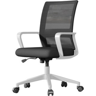 EdoErgo 사무실 의자 팔꿈치 원격 작업 피로 없음 책상 컴퓨터 360° 회전 무단계 상승 약 105° 잠금 통기성 메시 컴팩트 스타일리시 재택근무 학, 검은색 그물 + 흰색 프레임 + 흰색 발