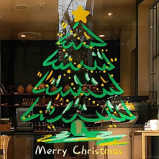 모아룸 크리스마스 트리 창문 스티커 장식 소품 쇼핑몰 분위기, 그린트리