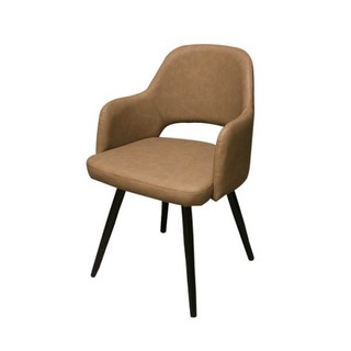 光悅制作 CM-96 雷諾扶手餐椅 咖啡廳餐廳設計款布紋皮革扶手椅, 駝色, 1件