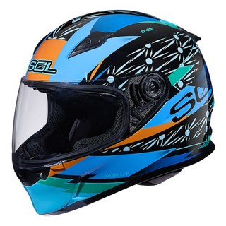 SOL SF-2M 光芒 黑/藍 全罩式安全帽 輕量化 快拆式鏡片 全可拆內襯 小鼻罩, 2XL/20mm