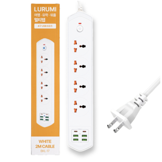 루루미 미국 일본 캐나다 여행 유학 워홀 멀티탭 어댑터, 1개