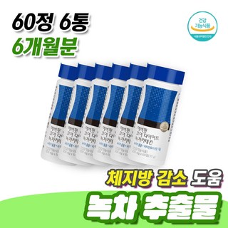 복부 뱃살 빼는법 다이어트 식단 녹차 추출물 카테킨 60정 6통 8개월분 내장지방 체지방 감소 도움 남자 비타민 미네랄 영양제